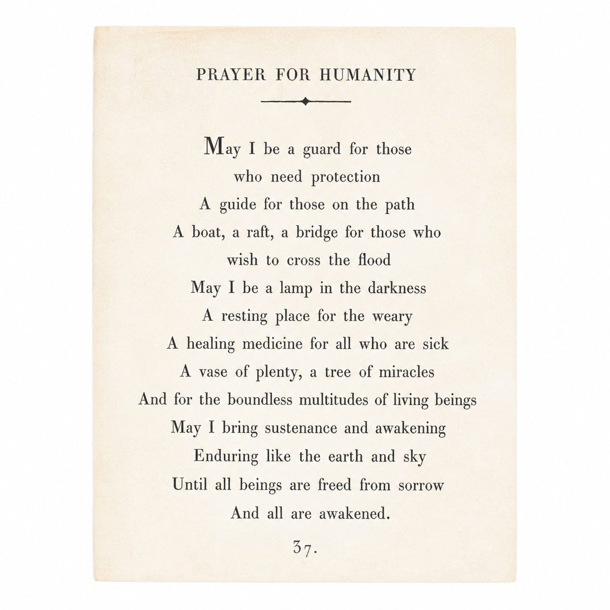 Prayer For Humanity Art Poster In Cream - 12x16