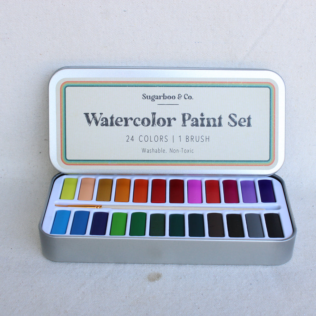 Watercolor Tin Paint Set - 24 Colors