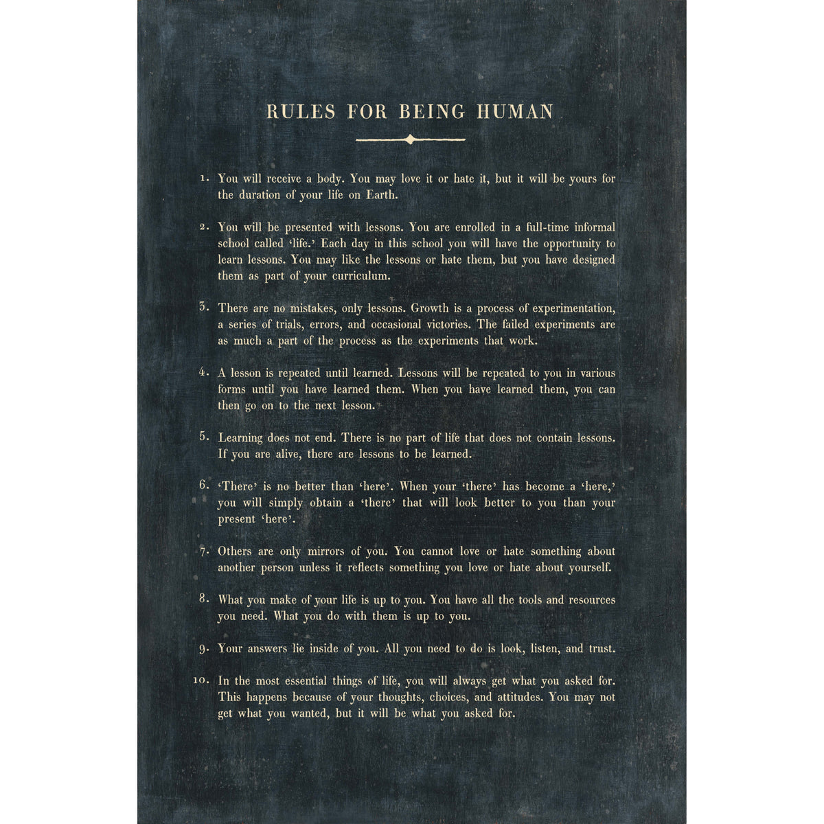 Rules For Being Human Art Tile