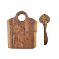 Acacia Wood Charcuterie Board with Mushroom Spreader