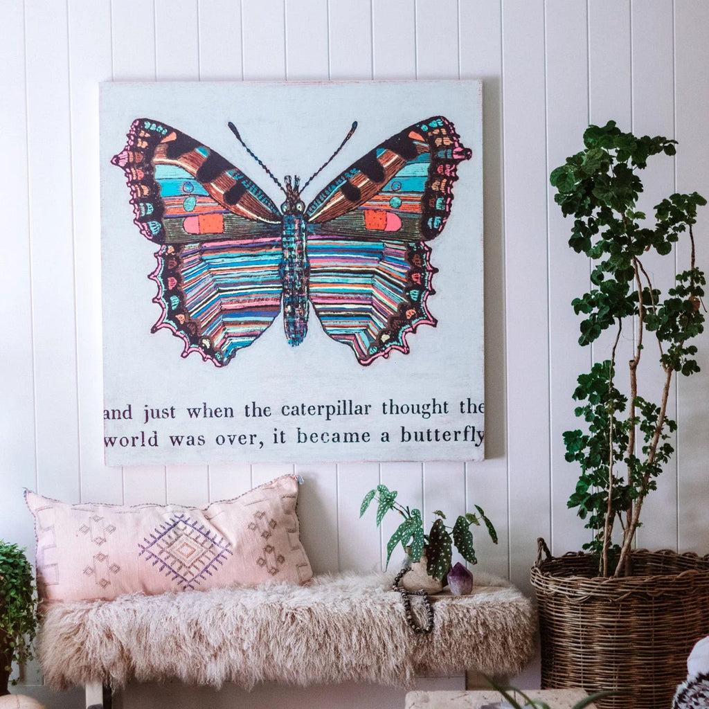 Butterfly Art Print - Grey Wood
