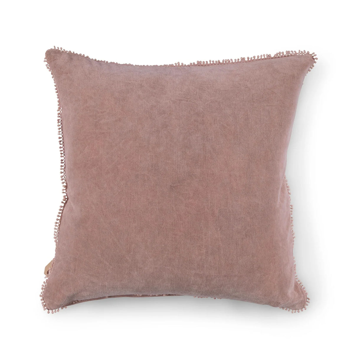 Blush Velvet Pillow With Poms 22x22