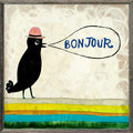 Bonjour Art Print - Grey Wood