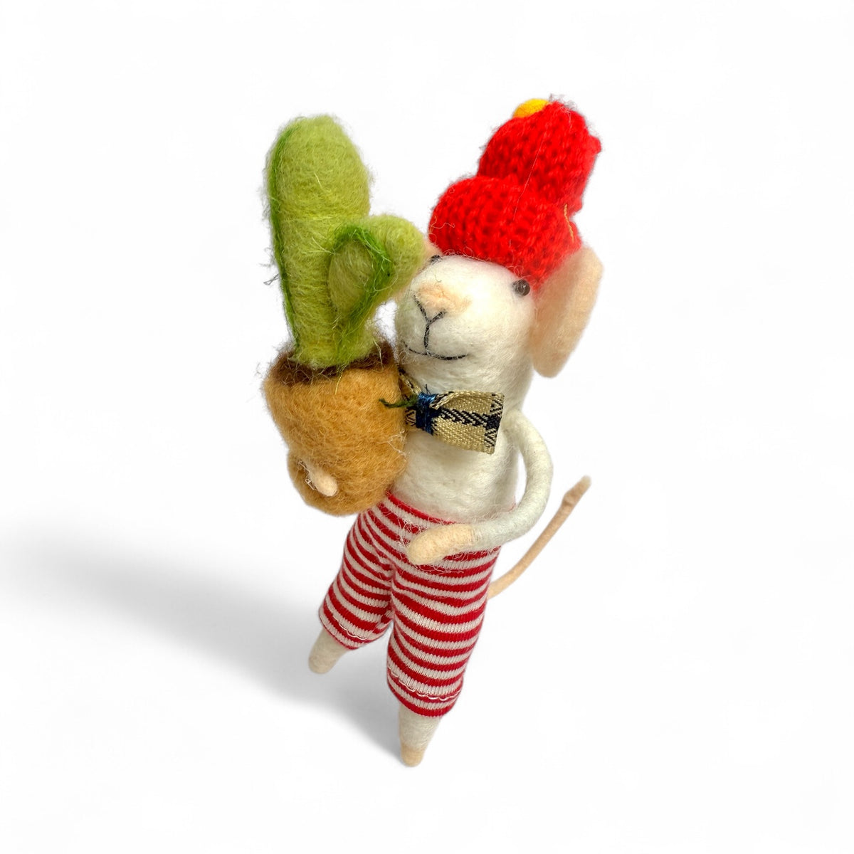 White Mouse With Cactus & Striped Pants Ornament - City Mice Collection