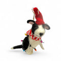 ***Black & White Dog With Knit Hat Scarf & Lights Ornament - Mutley Crew Collection Second Edition