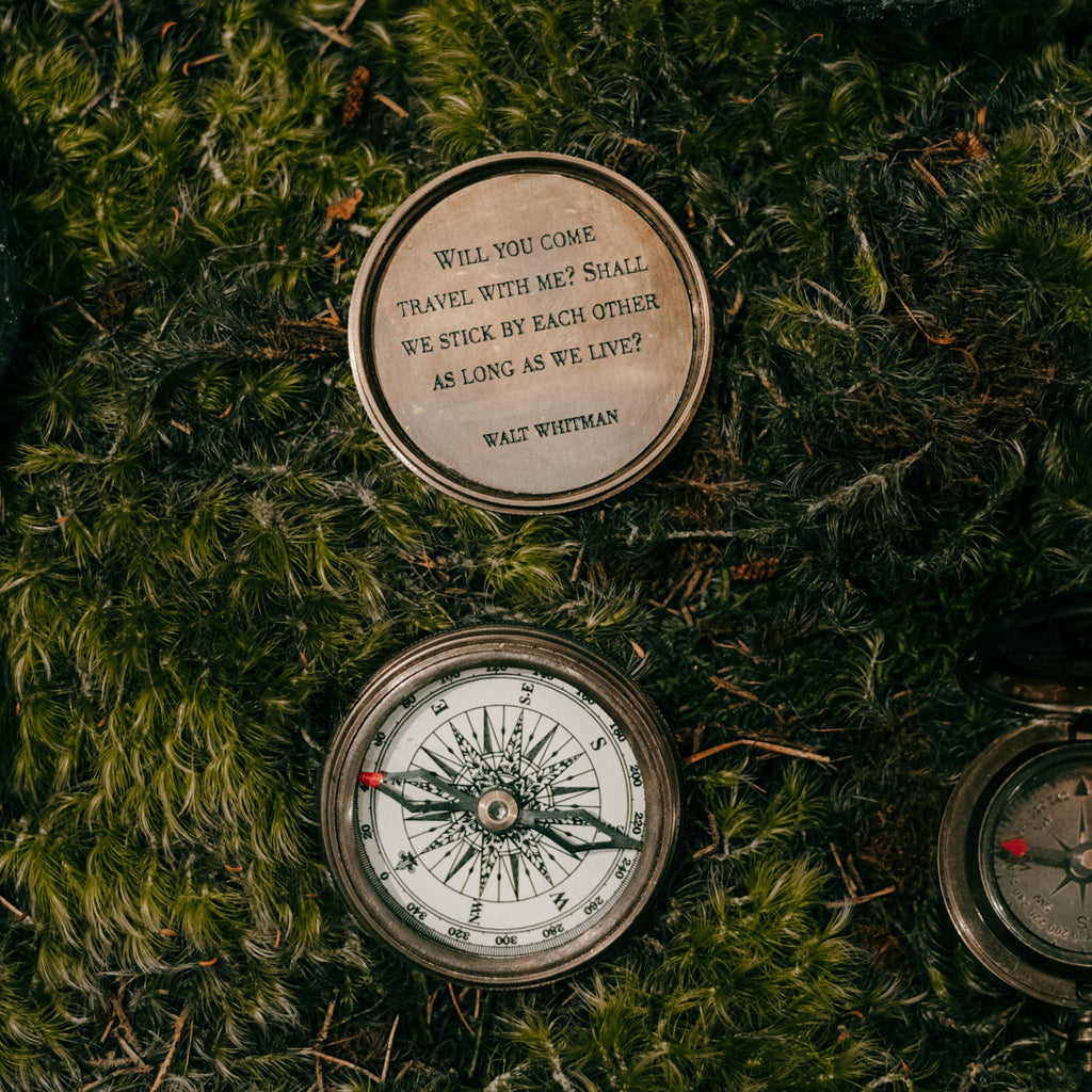 Will You Come Travel With Me Compass with Leather Pouch