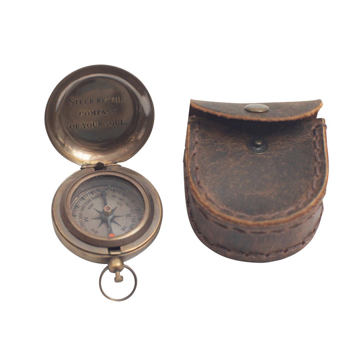 Compass with Leather Pouch