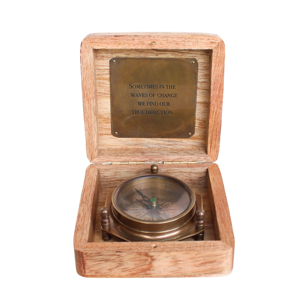 Compass In Wooden Box