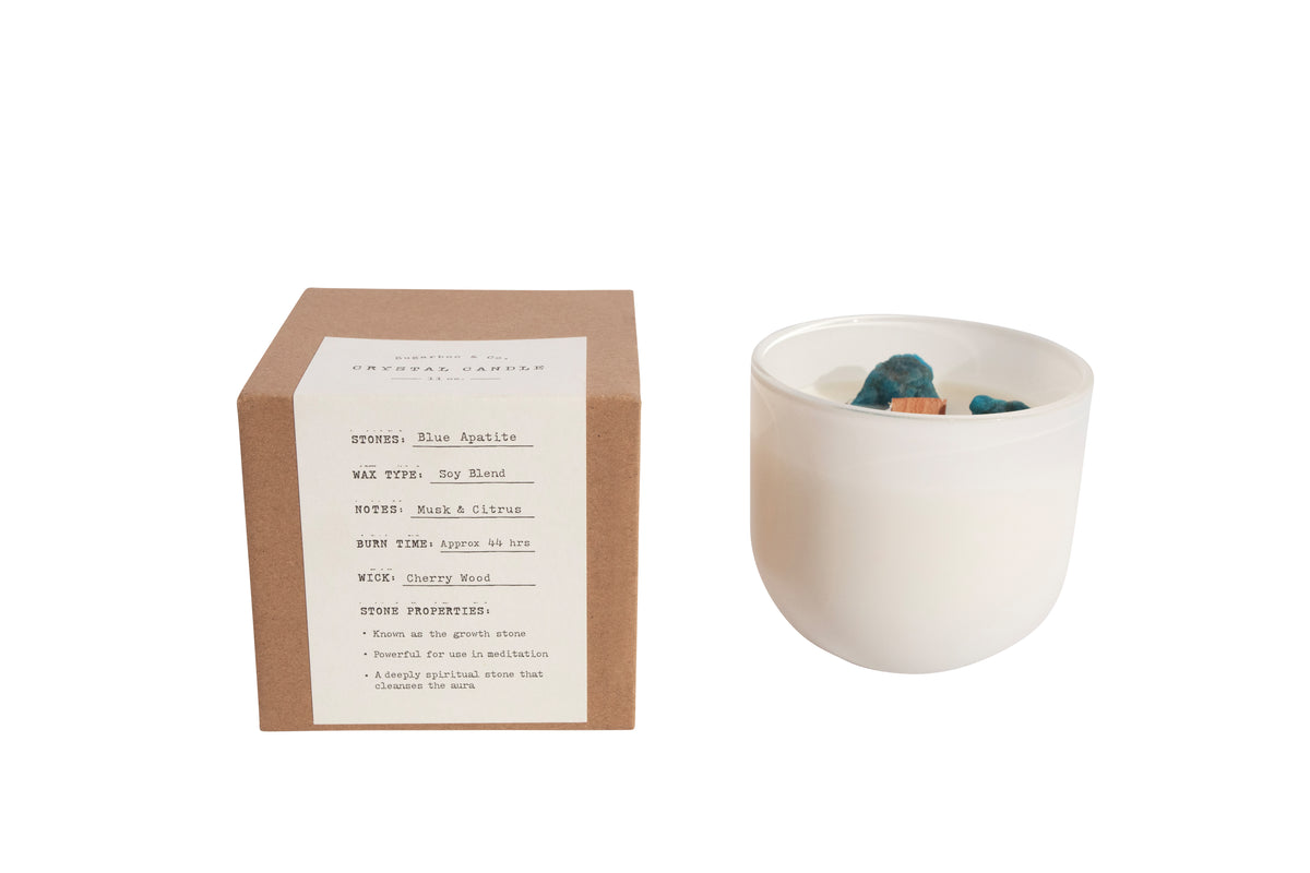 ***Blue Apatite Crystal Candle - 11oz