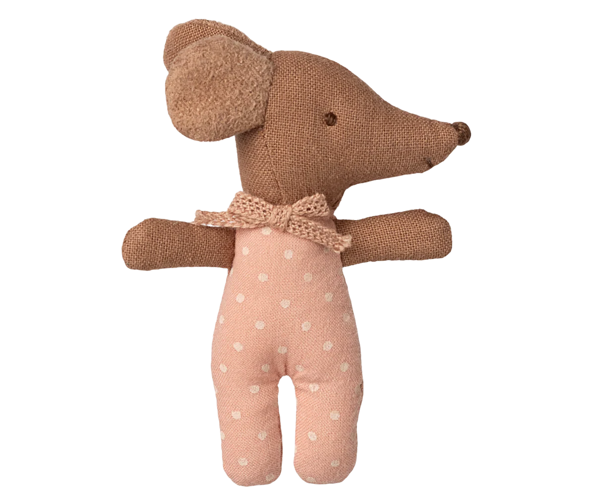 Sleepy Wakey Baby Mouse in Matchbox - Rose