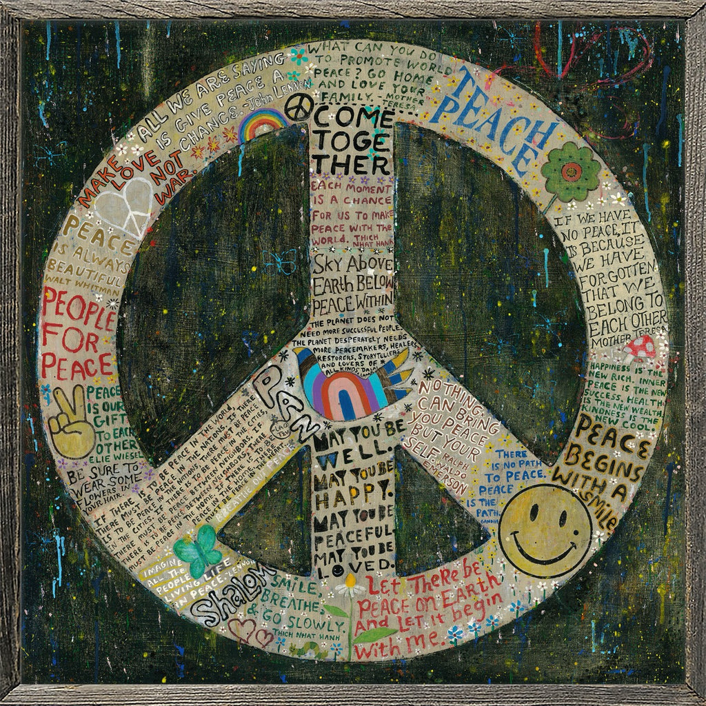 Choose Peace Art Print in Black - Grey Wood