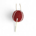 Maroon With Lines Mushroom Ornament -  Felt Patch of Mushrooms Collection