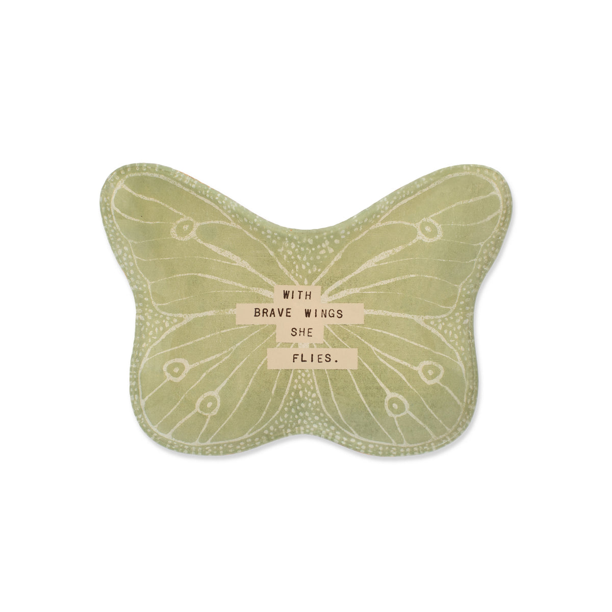 With Brave Wings She Flies Butterfly Decoupage Plate 6x4.5