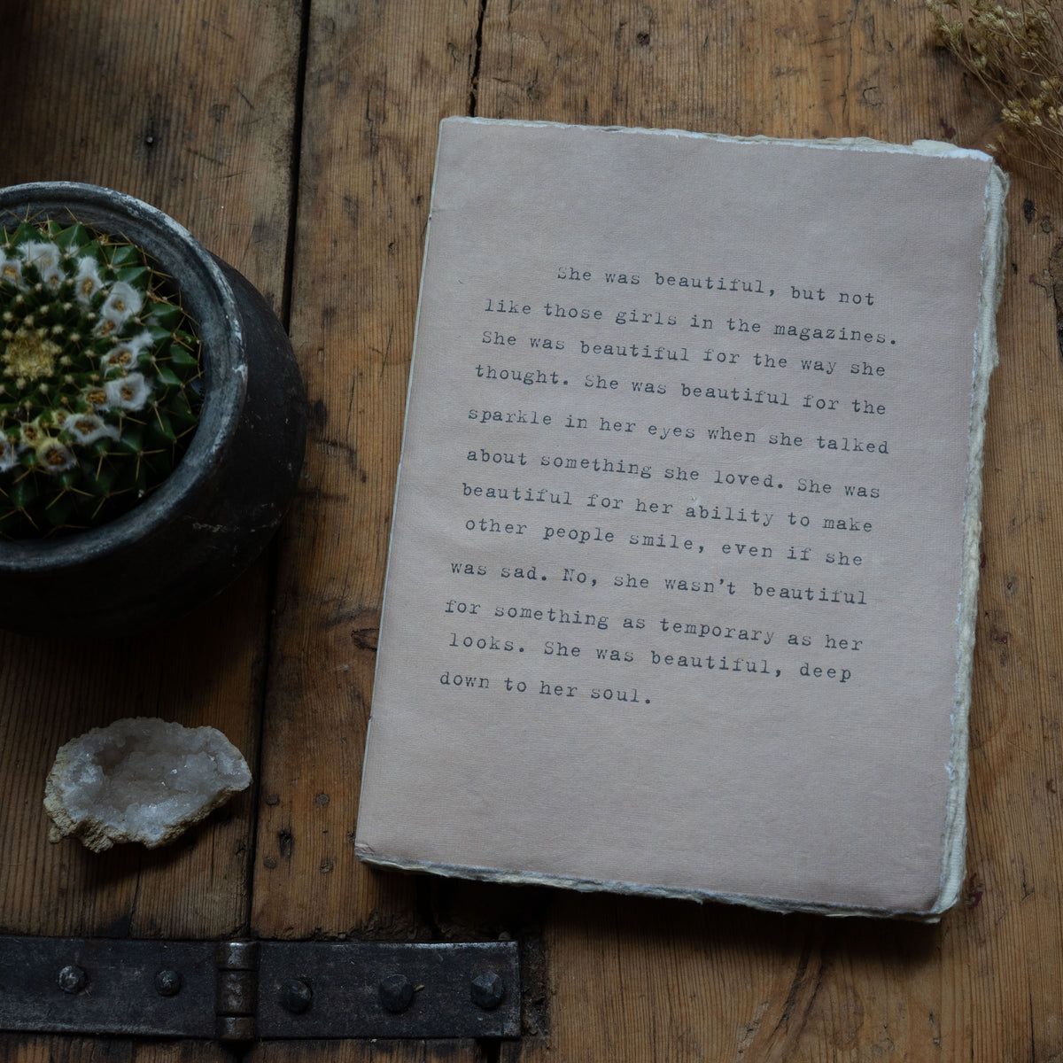 She Was Beautiful Large Deckled Edge Notebook - Clay