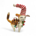 Calico Cat with Striped Hat Wreath & Lights Ornament - Clutter of Cats Collection