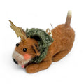 ***Tan & White Dog With Green Knit Scarf Ornament - Mutley Crew Collection Second Edition