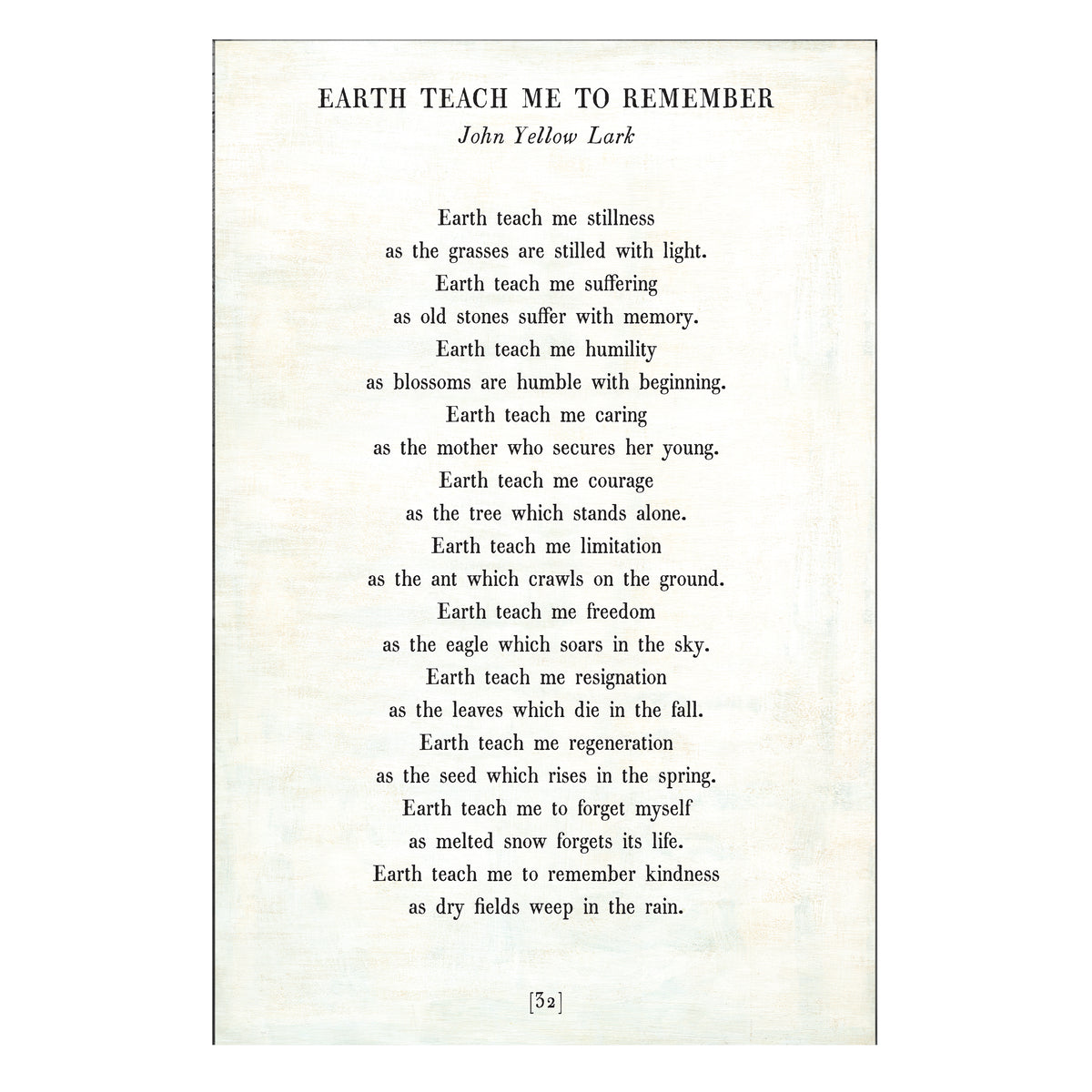 Earth Teach Me to Remember Art Print - Poetry Collection