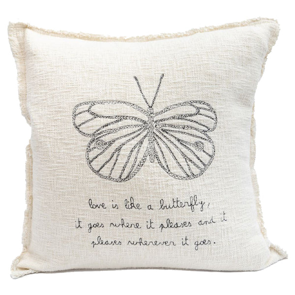 ***Embroidered Love Is Like a Butterfly Pillow 24x24