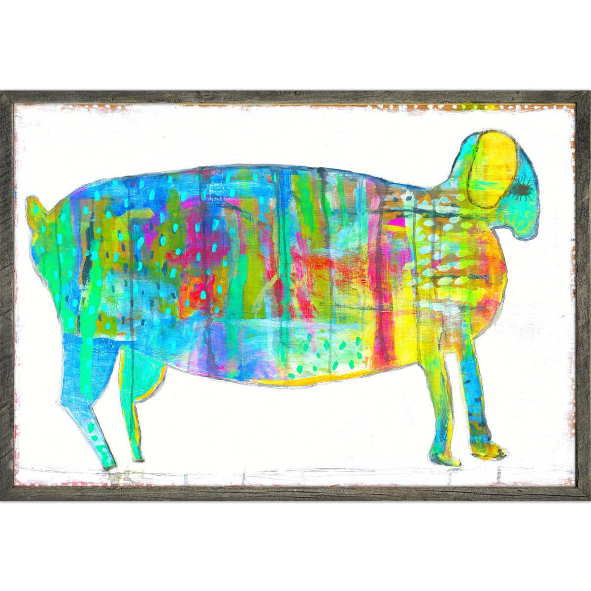 Fat Goat Art Print - Grey Wood