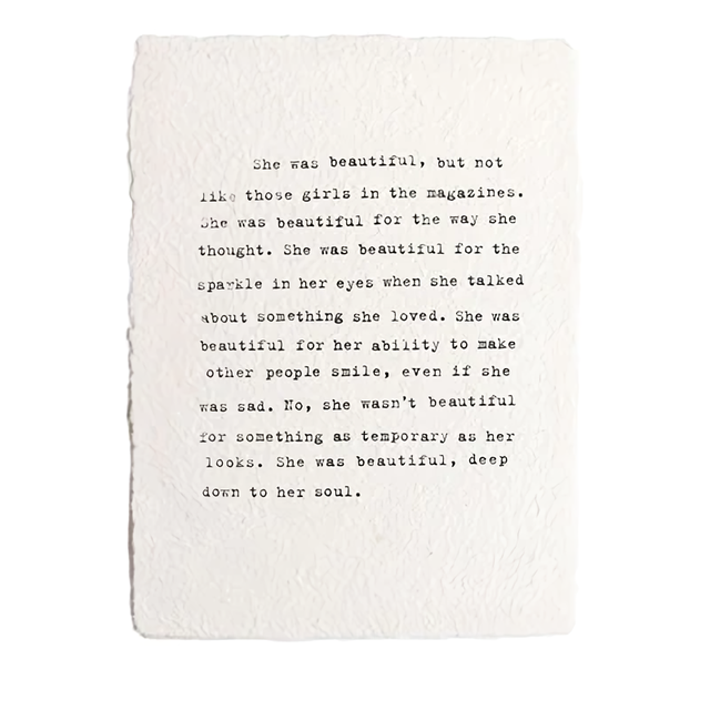 She Was Beautiful Handmade Paper Print - 12x16