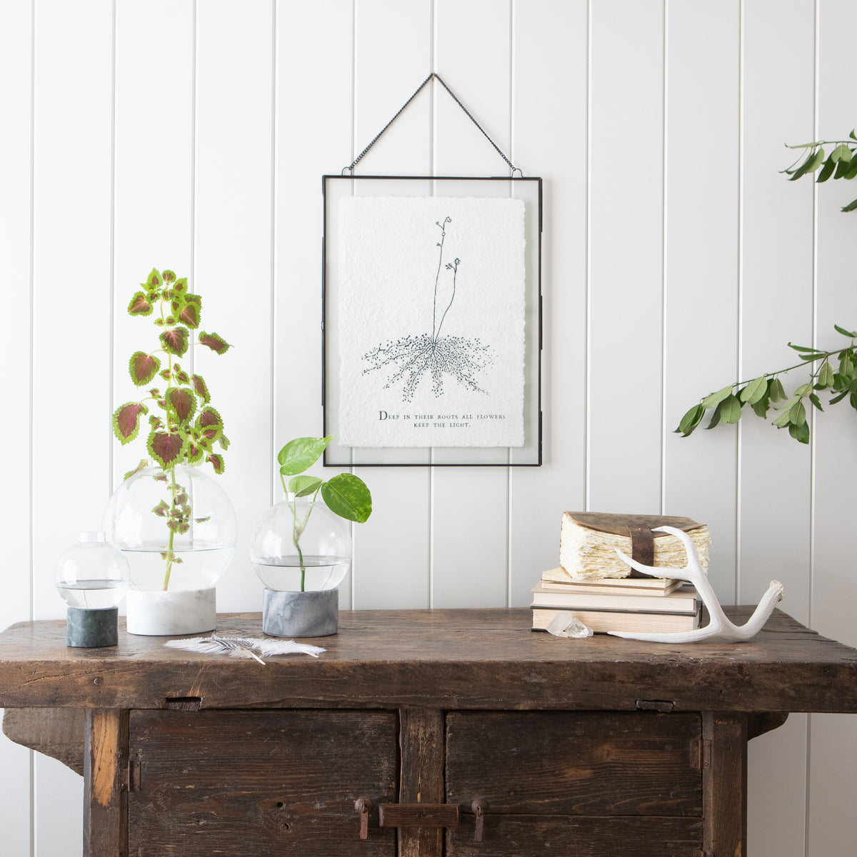 ***Deep In Their Roots Botanical Handmade Paper Print - 12x16