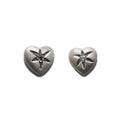 ***Heart Stud Earrings with White Topaz