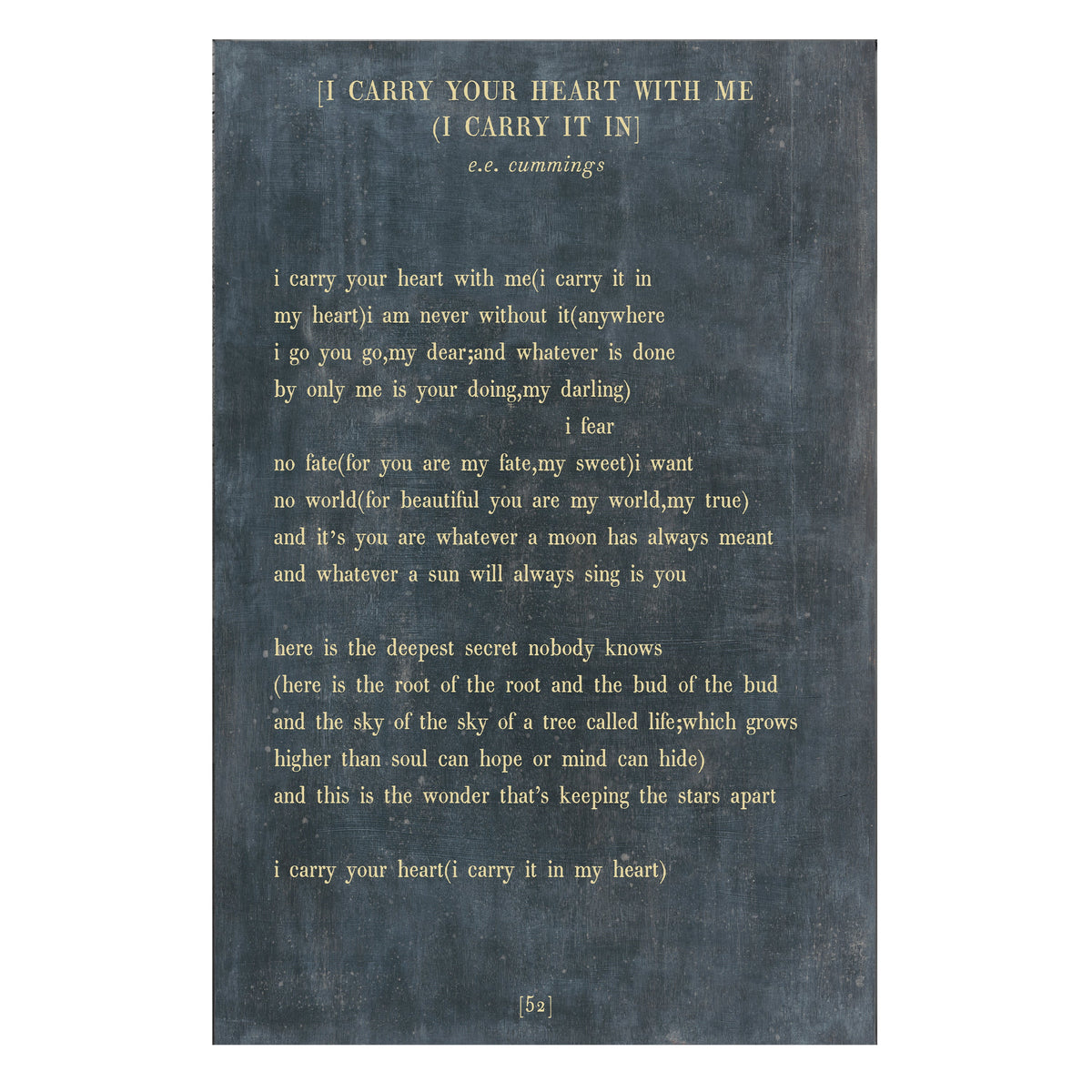 I Carry Your Heart Art Print - Poetry Collection