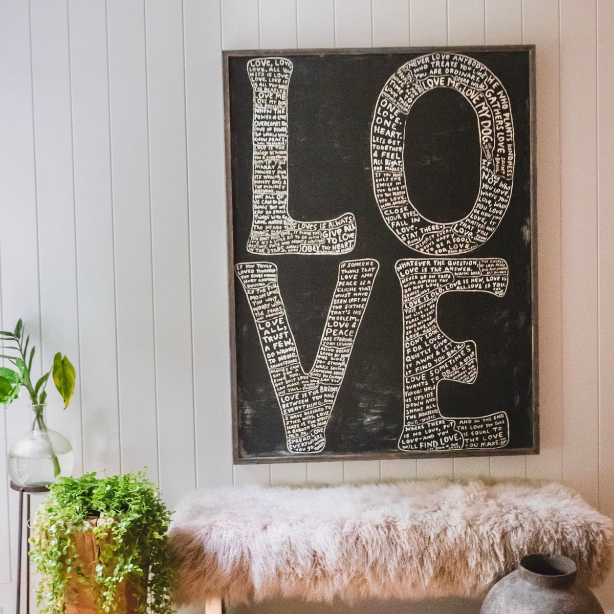L-O-V-E Art Print in Black - Grey Wood