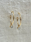 Moonstone Charm 1" Hoop Earrings