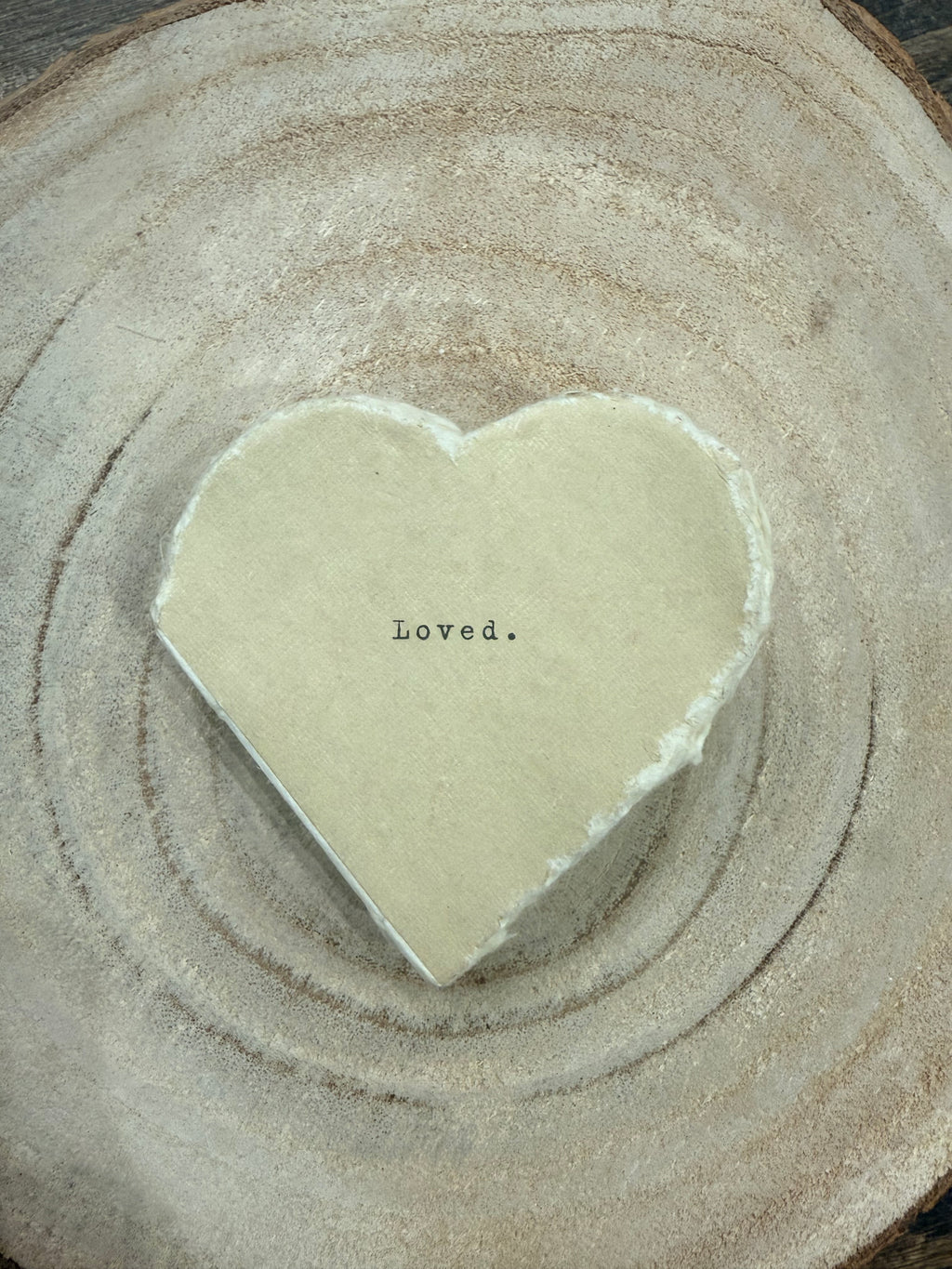 Loved Mini Deckled Edge Heart Book - Cream