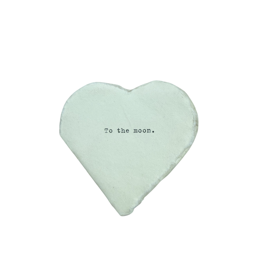 To The Moon Mini Deckled Edge Heart Book - Sage