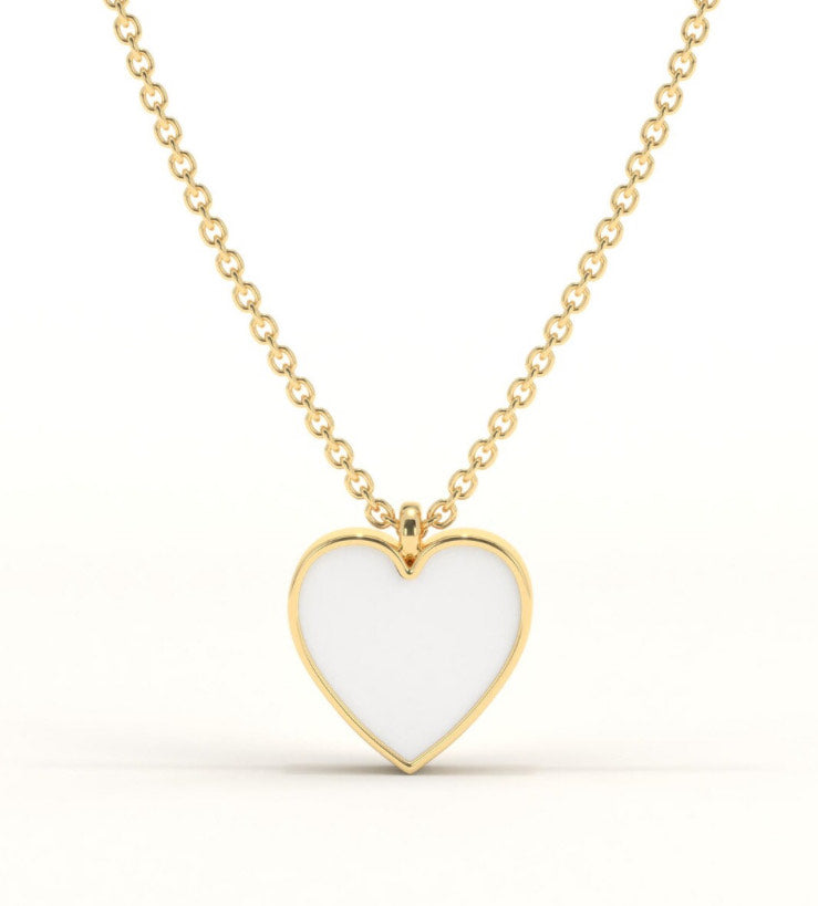 White Enamel Heart Necklace