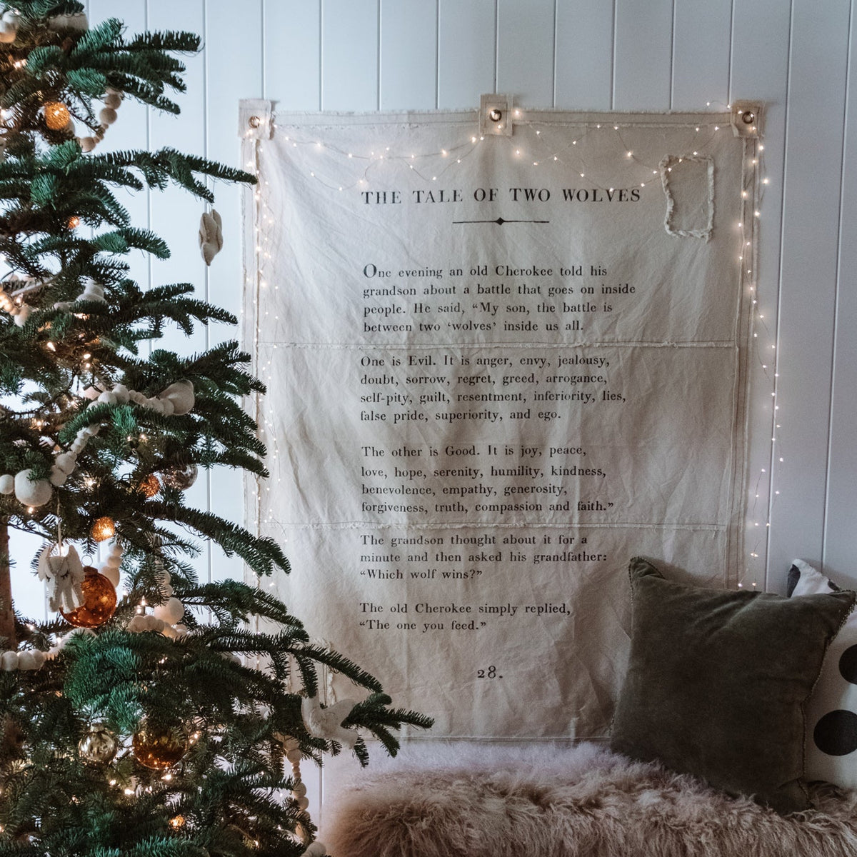 Tale Of Two Wolves Canvas Wall Tarp - 31.5x40