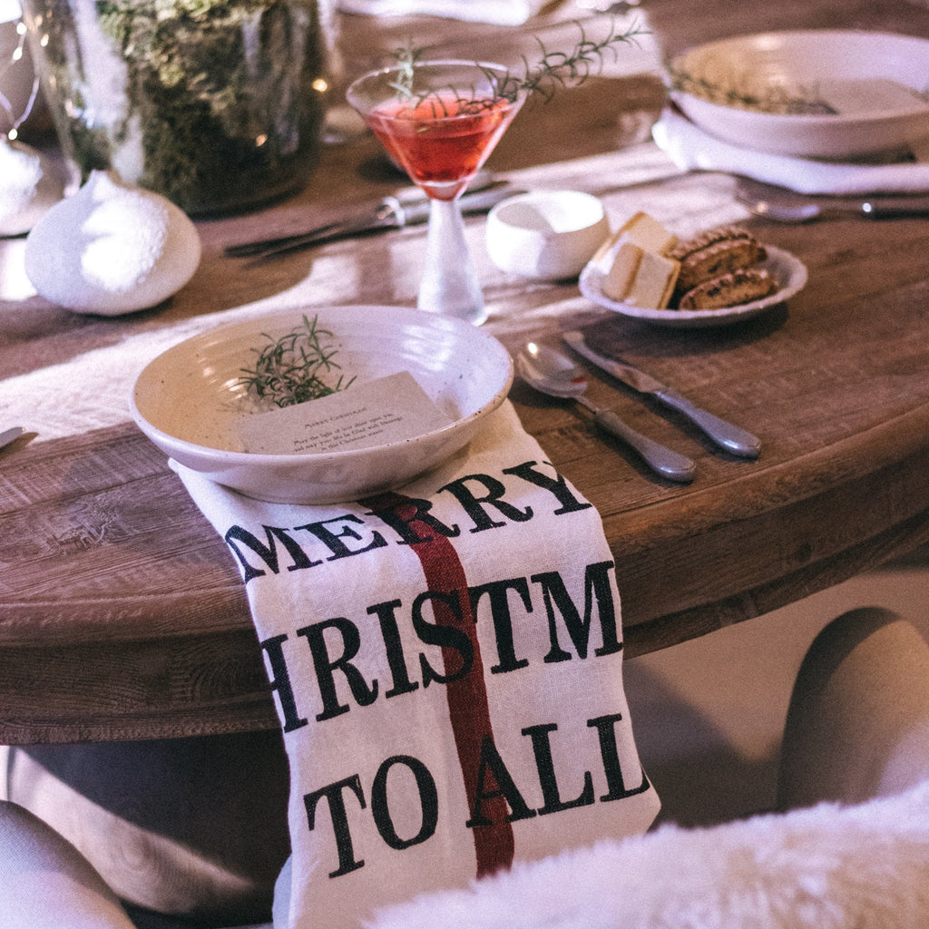 Merry Christmas Linen Napkin / Dishtowel