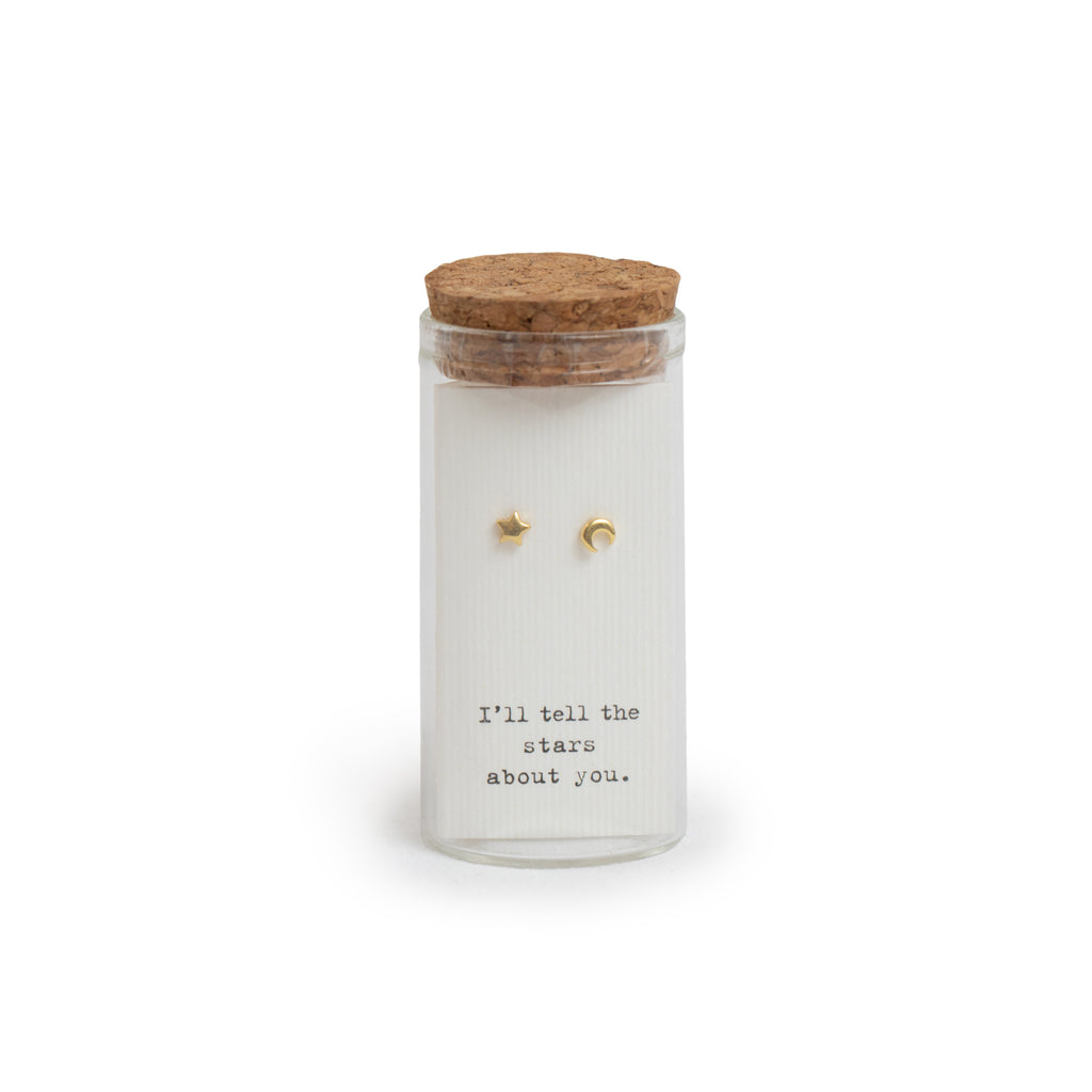 Gold Star & Moon - Message in a Bottle Earring Collection