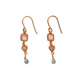 ***Aqua Chalcedony & Rose Quartz Gold Plated Drop Earrings