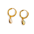 ***Opal and White Topaz Gold Plated Brass Hoops