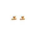 Tiny Bar with Crystal Gold Stud Earrings