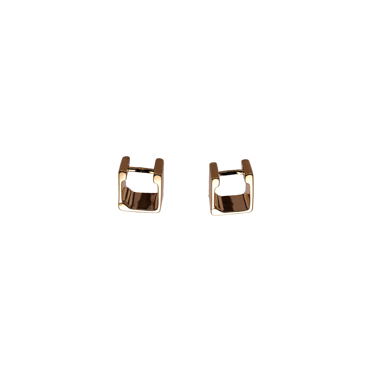 Square Gold Huggie Earrings
