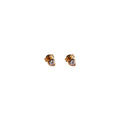 Tiny Crystal Heart Gold Rim Stud Earrings
