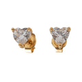 Tiny Crystal Heart Pronged Stud Earrings