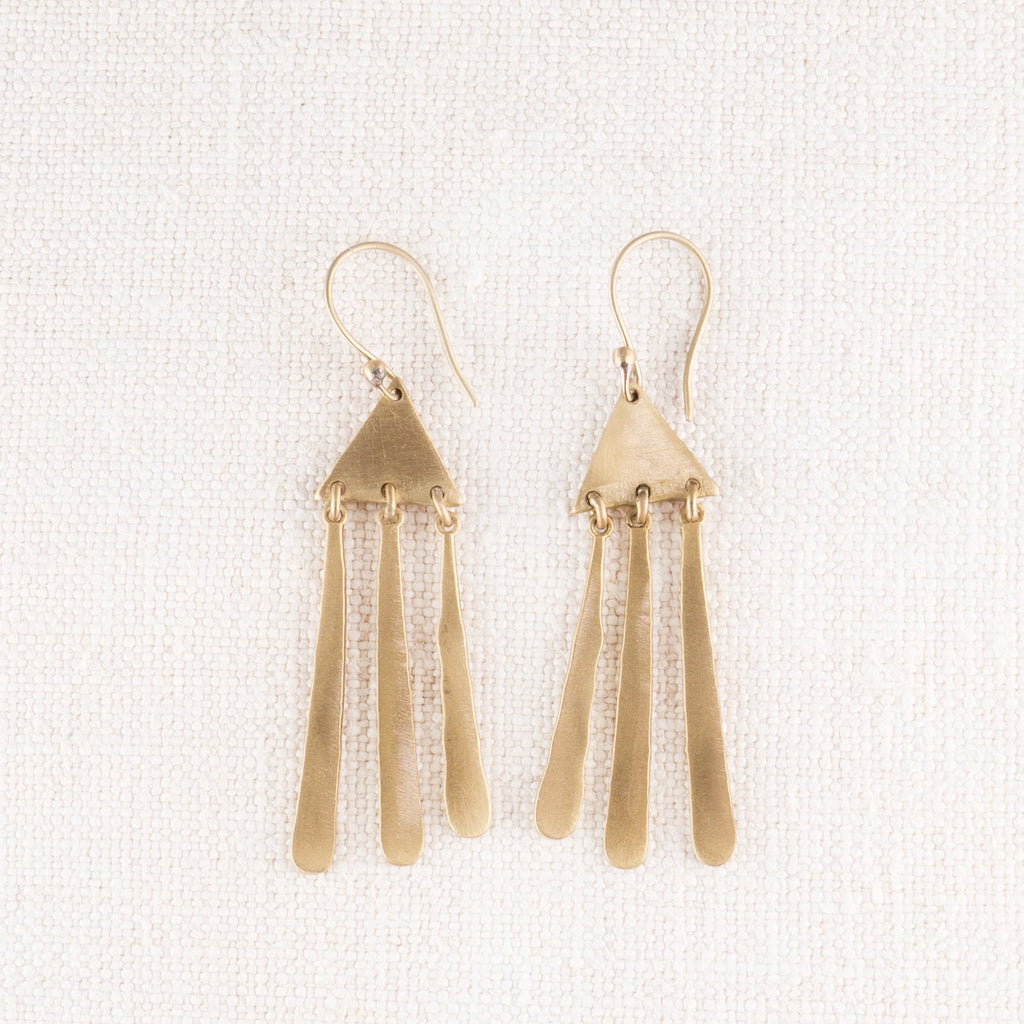 Brass Triangle Cloud Earrings