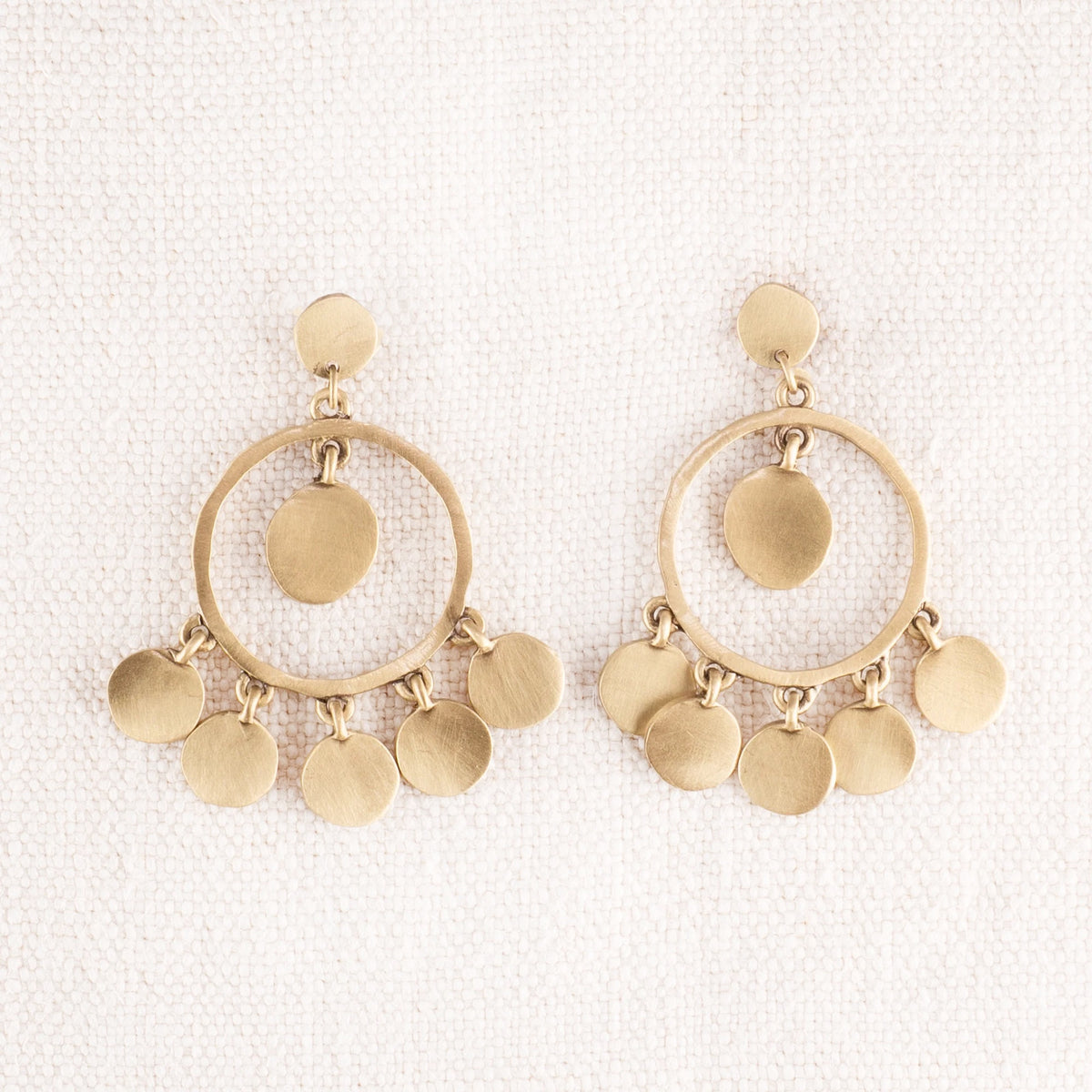 Brass Five Coin Dangle Earrings