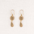 Brass Sun and Rain Dangle Earrings