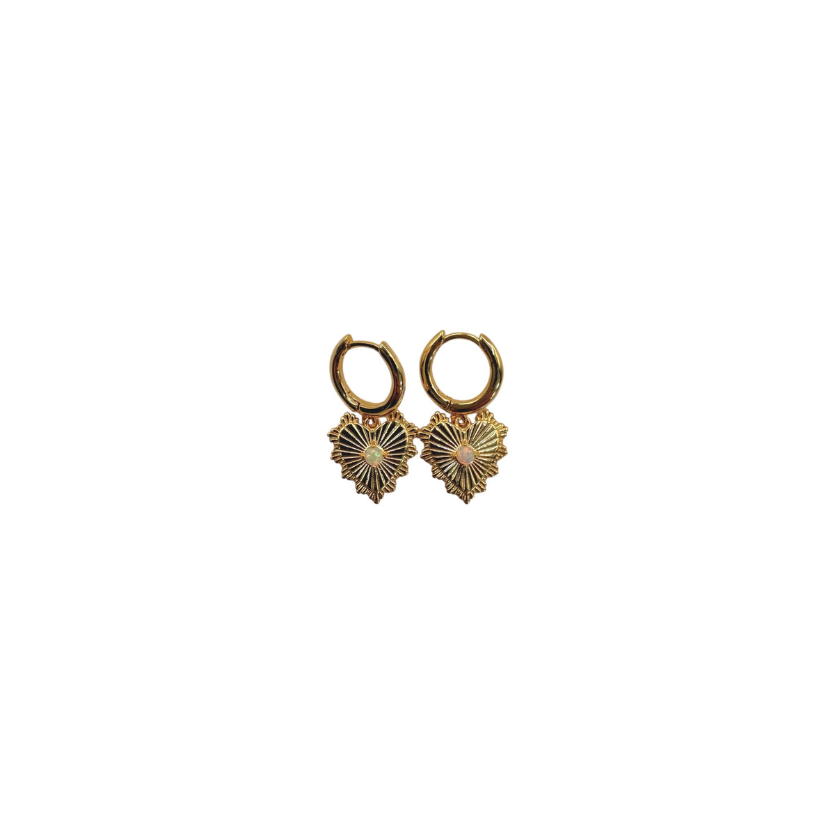 Hoop Earring - Heart with Scalloped Edge Opal