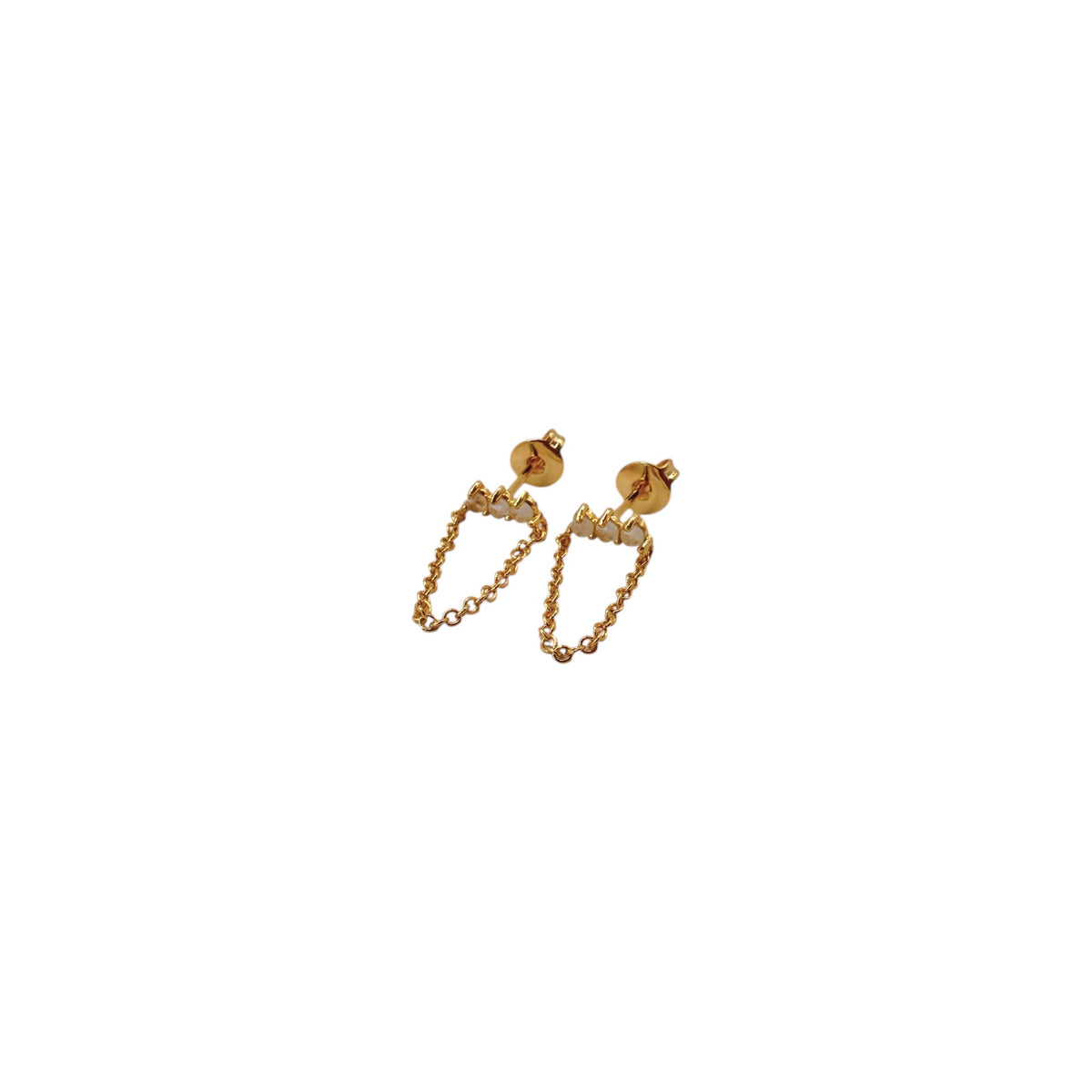 Triple Moonstone Chain Drop stud
