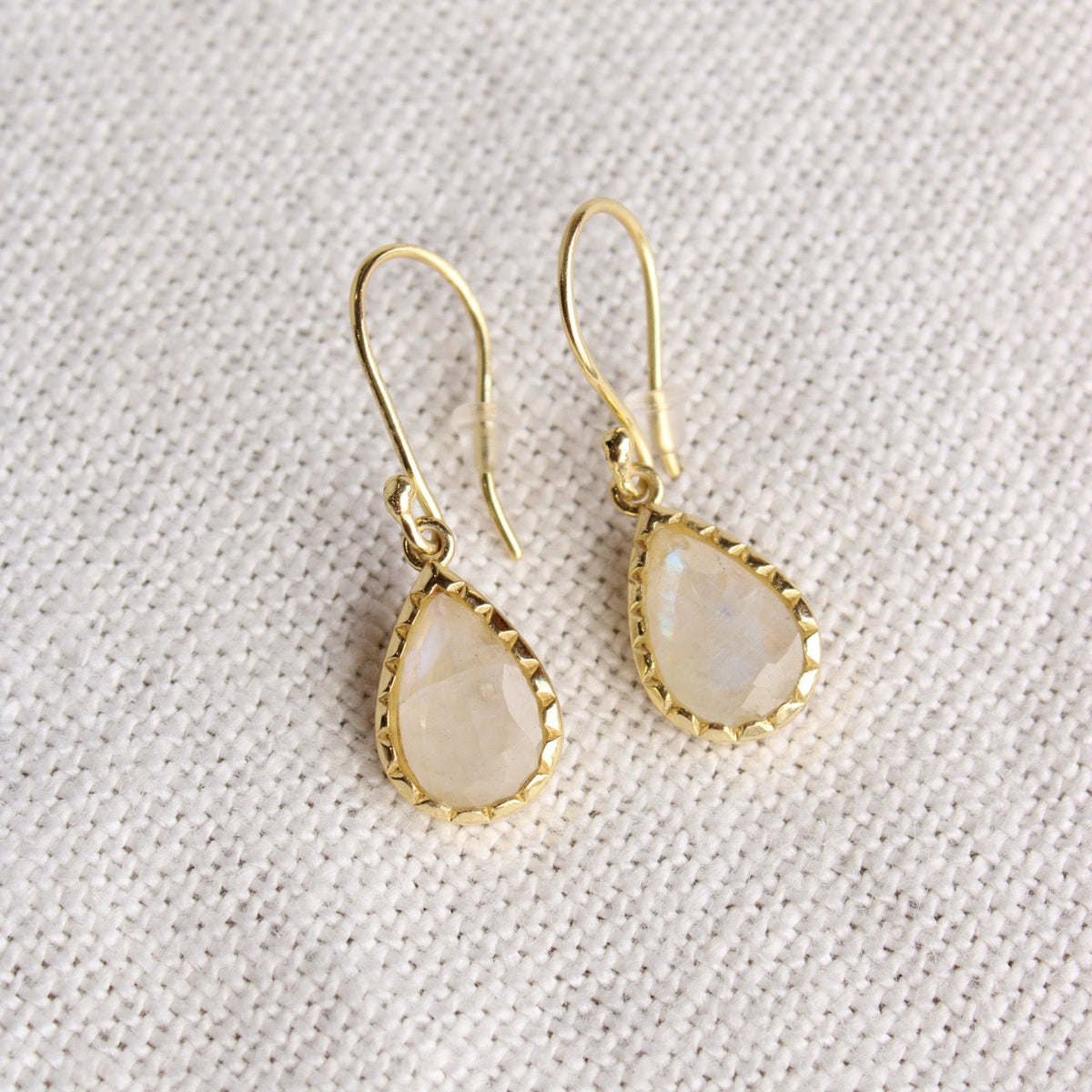 Rainbow Moonstone Dangle Teardrop Earrings
