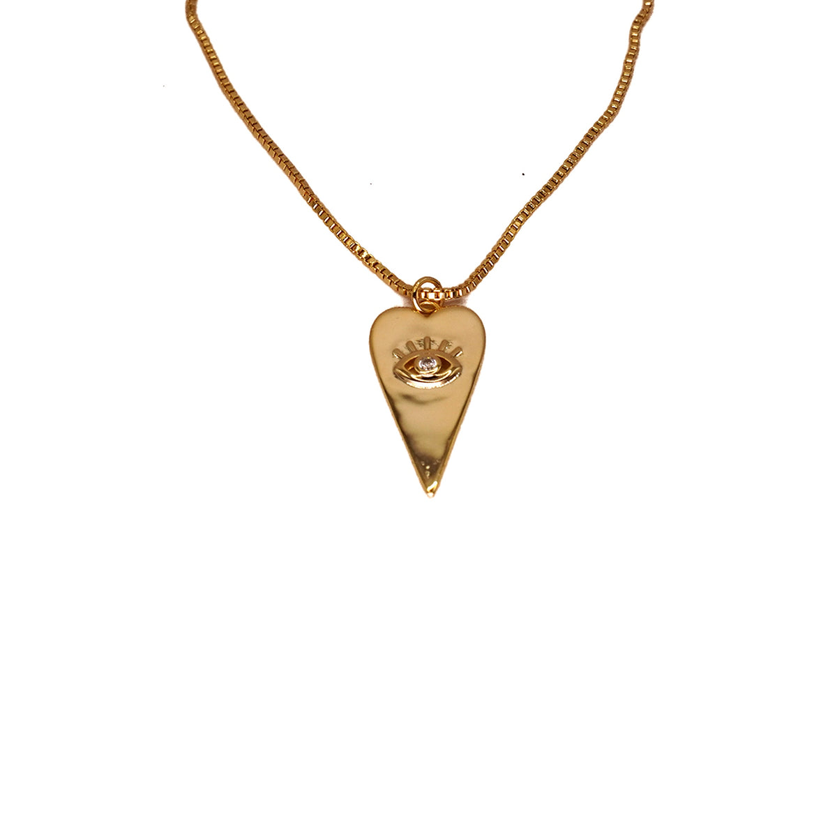 ***Gold Plated Evil Eye Heart Necklace