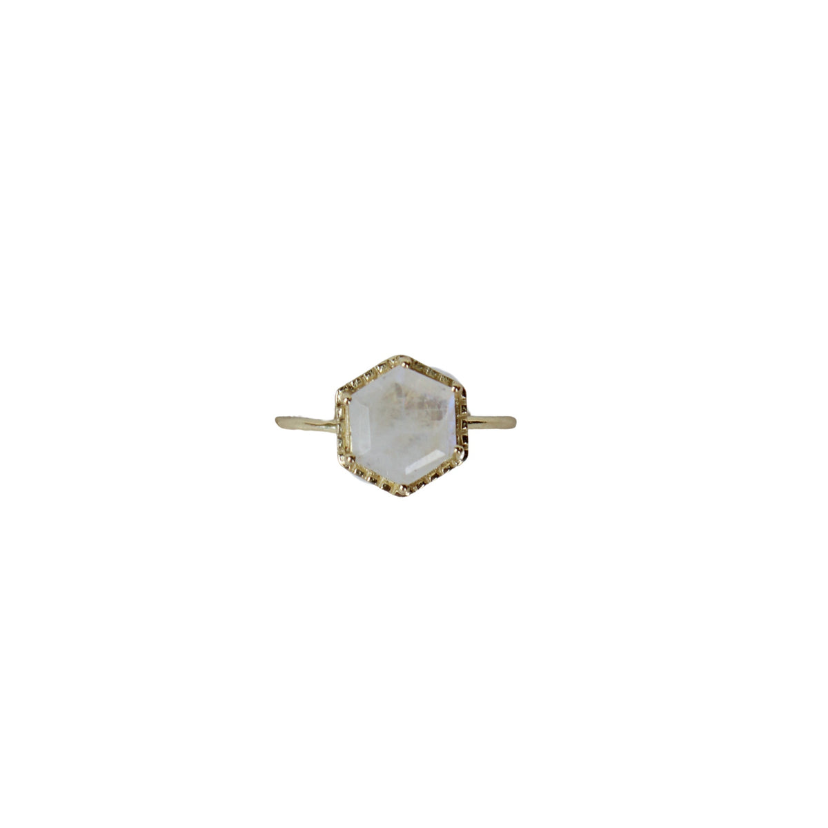 Rainbow Moonstone Adjustable Hexagon Ring