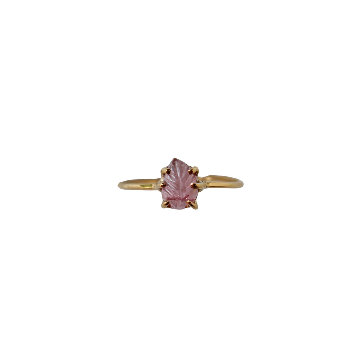 Pink Leaf Claw setting Adjustable Ring